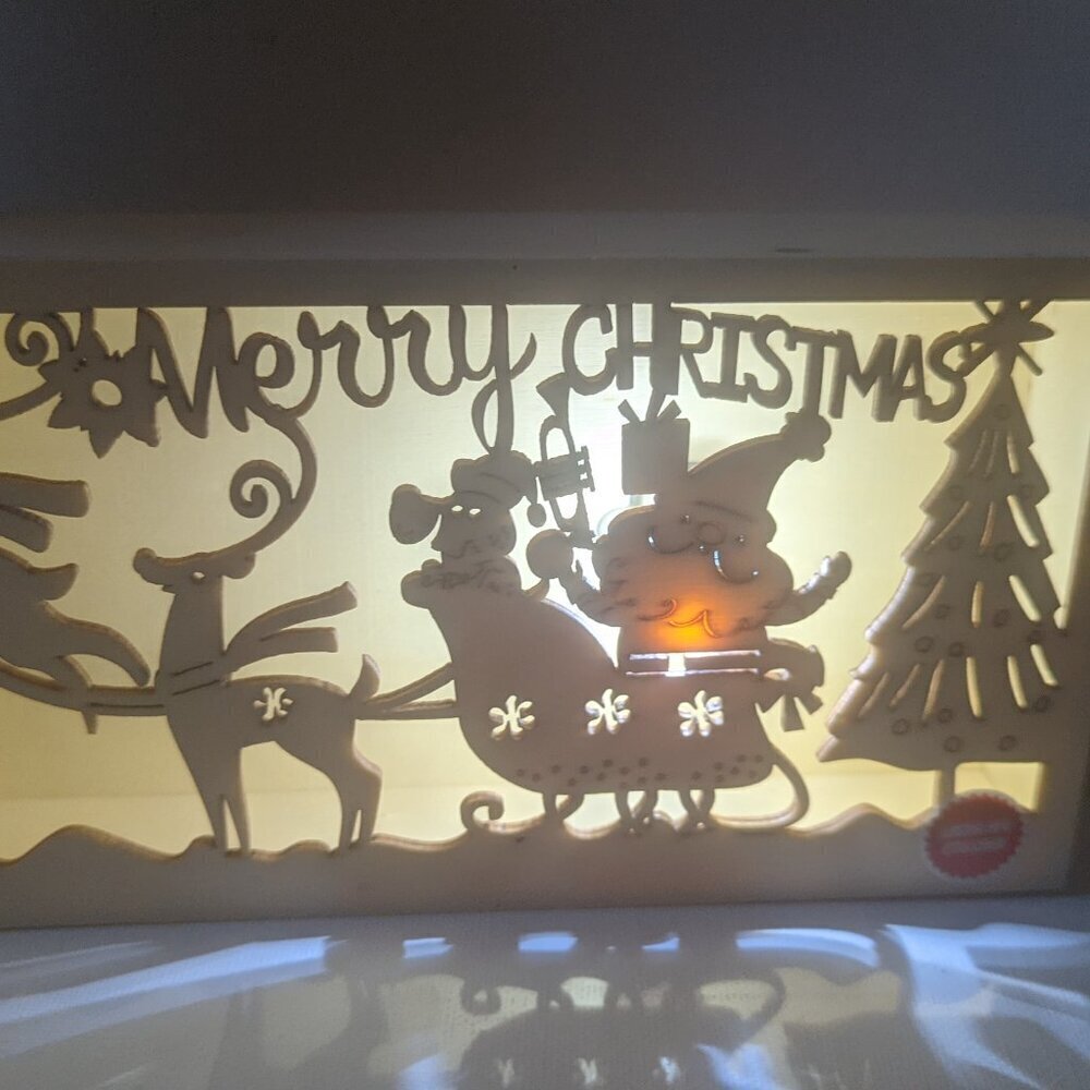 NWT Santa Reindeer Sleigh 'Merry Christmas' DIY LED Sign Michael's Holiday Craft